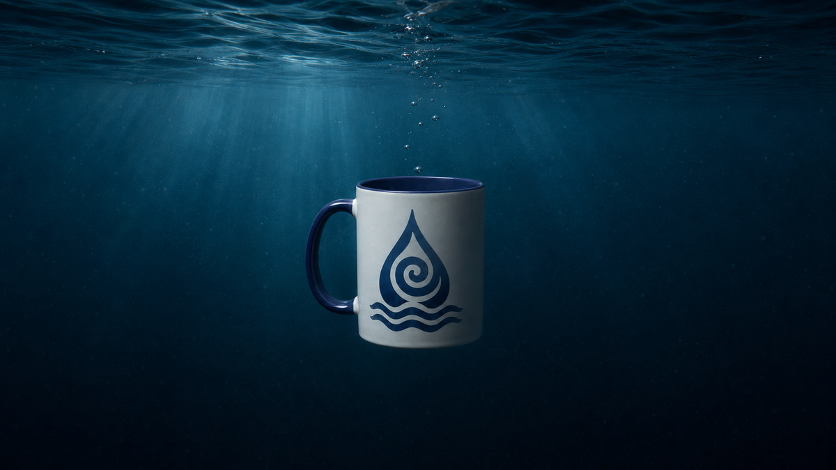 Amanaku Tribe Accent Mug in deep blue water