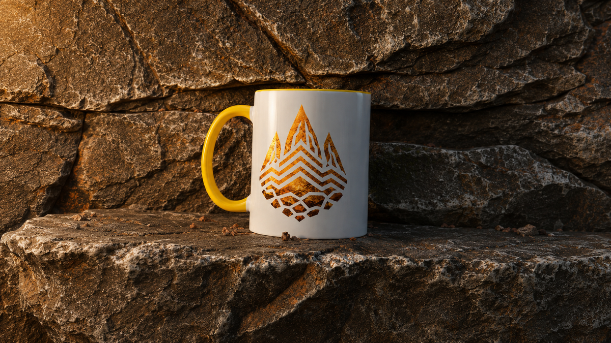 Shihba Tribe Accent Mug on volcanic stone