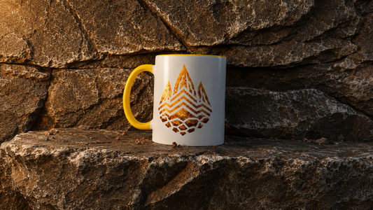 Shihba Tribe Accent Mug on volcanic stone